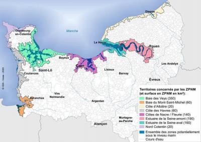 Cartes des Zones potentiellement sous le niveau marin, en Normandie
